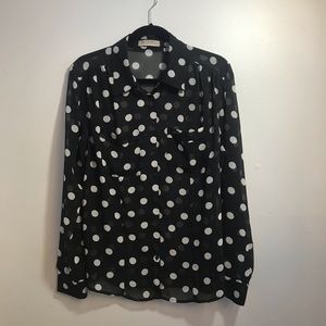 Medium black blouse with white polka dots
